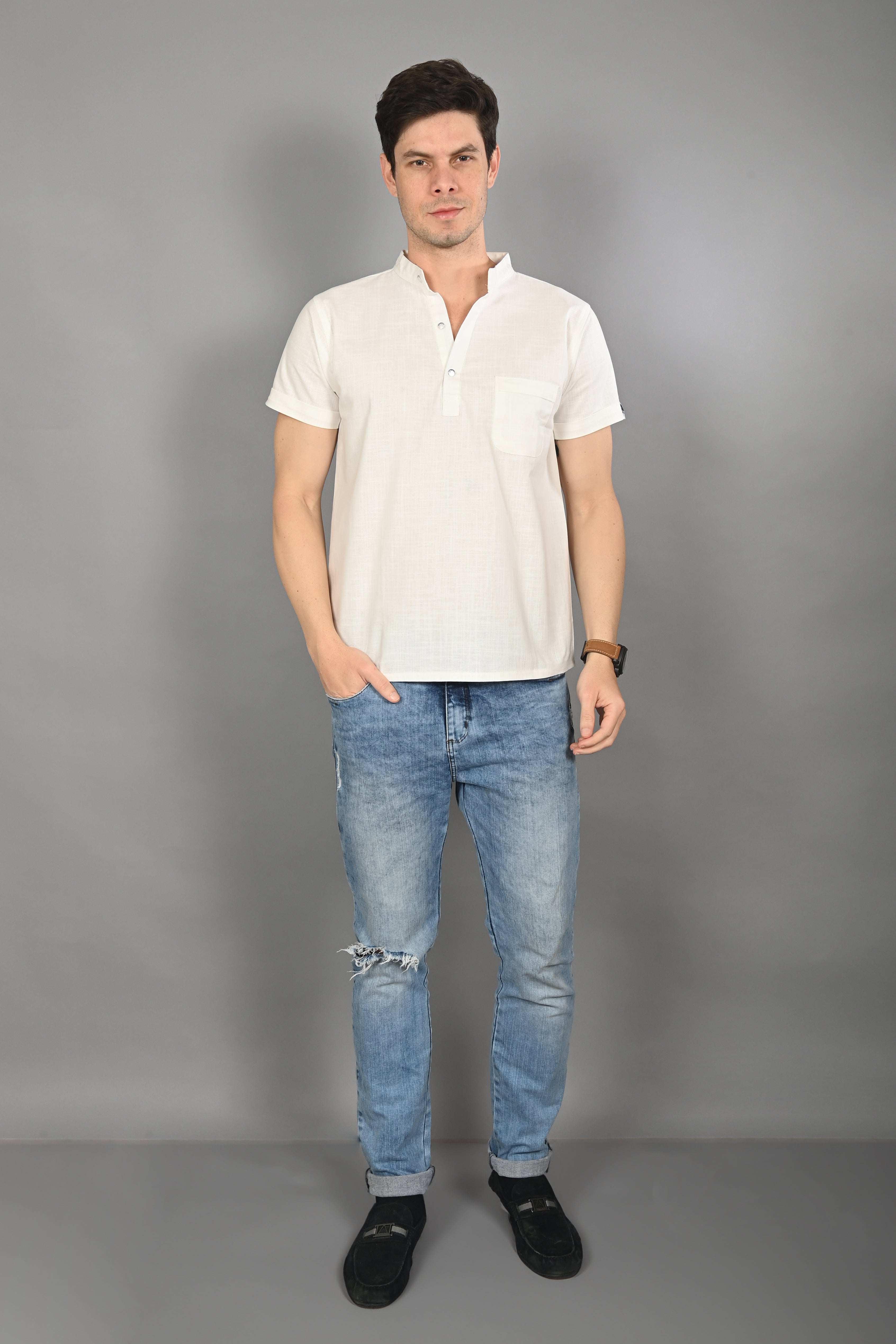 Men's White Casual Shirt